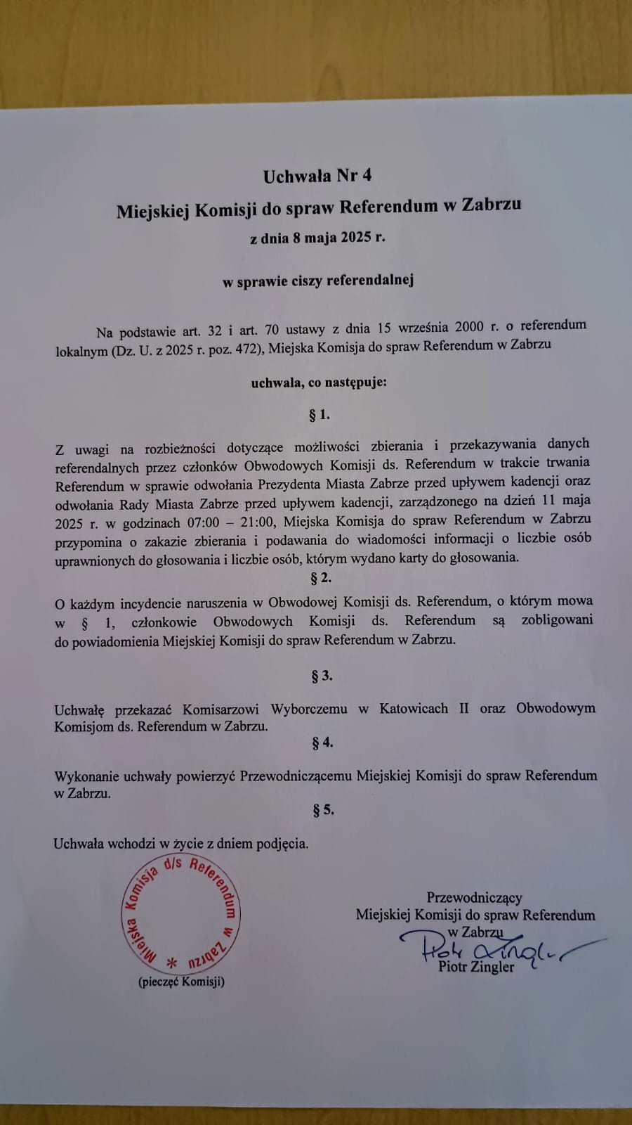 Nielegalna presja przed referendum? Sekretarz Miasta Zabrze namawiał do zbierania danych o&nbsp;frekwencji
